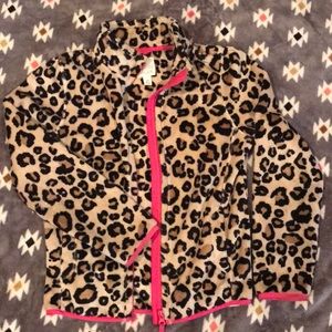 Girls leopard fleece jacket
